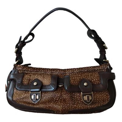 Pre-owned Hugo Boss Pony-style Calfskin Handbag In Brown