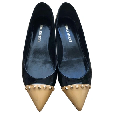 Pre-owned Emilio Pucci Patent Leather Ballet Flats In Black