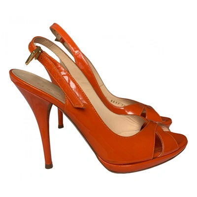 Pre-owned Casadei Patent Leather Sandals In Orange