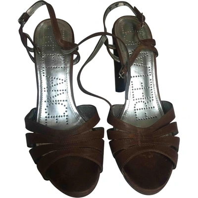 Pre-owned Free Lance Leather Sandals In Brown