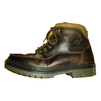 Pre-owned Timberland Leather Ankle Boots In Brown
