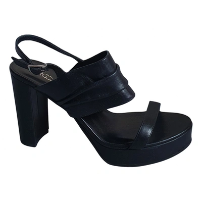 Pre-owned Marc Cain Leather Sandal In Black