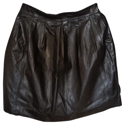 Pre-owned Galliano Leather Mid-length Skirt In Black