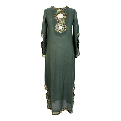 Pre-owned Antik Batik Wool Maxi Dress In Green