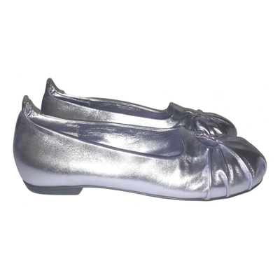 Pre-owned Baldinini Leather Ballet Flats In Metallic