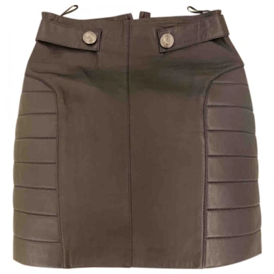 Pre-owned Balmain Leather Mini Skirt In Black