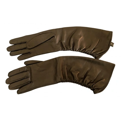 Pre-owned Etro Leather Long Gloves In Black