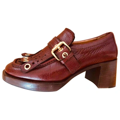 Pre-owned Carshoe Leather Flats In Burgundy