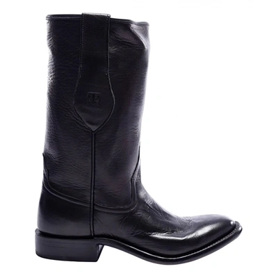 Pre-owned Tamara Mellon Leather Cowboy Boots In Black