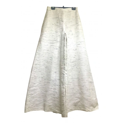 Pre-owned Emilio Pucci Linen Large Pants In Ecru