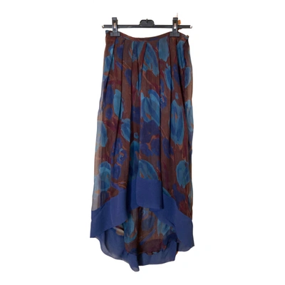 Pre-owned Romeo Gigli Silk Maxi Skirt In Multicolour