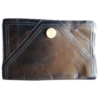 Pre-owned Ted Lapidus Leather Clutch Bag In Black