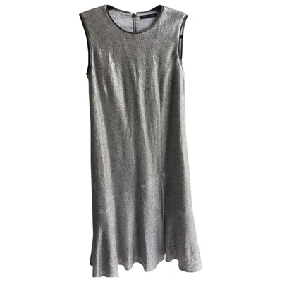 Pre-owned Strenesse Linen Mid-length Dress In Silver
