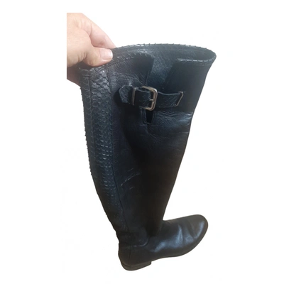 Pre-owned Alberto Guardiani Leather Riding Boots In Black
