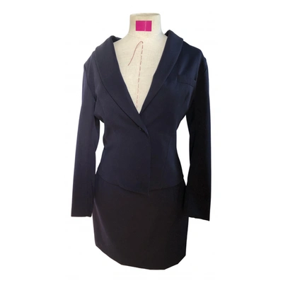 Pre-owned Cacharel Wool Mini Dress In Navy