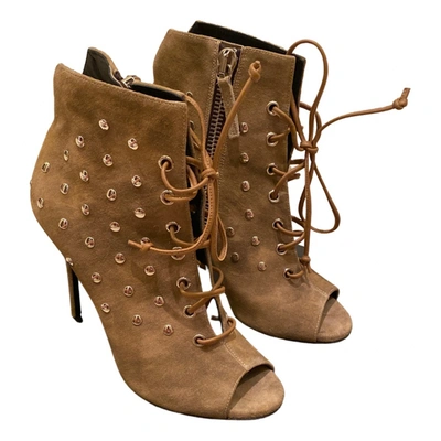Pre-owned Giuseppe Zanotti Lace Up Boots In Beige