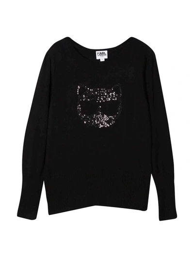 Karl Lagerfeld Kids' Black Sweater In Nero