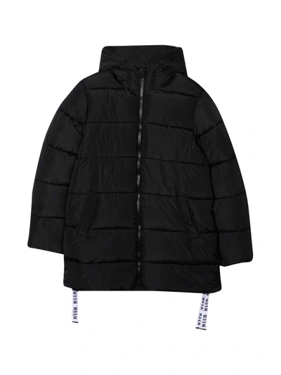 Msgm Kids' Black Down Jacket Unisex In Nero