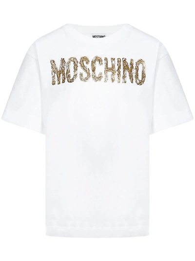 Moschino Kids' Painted Logo T-shirt In White