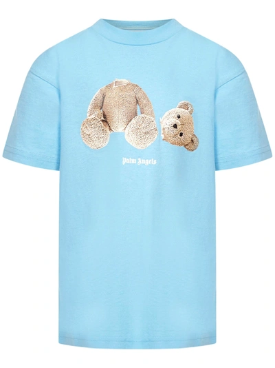Palm Angels Kids' Bear T-shirt In Blue