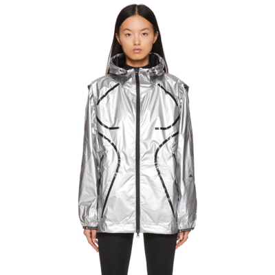 Adidas By Stella Mccartney Silver Metallic Truepace Running Jacket In Silvmt Black