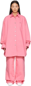 Raf Simons Pink Denim Big Fit Shirt In 0034 Light Pink