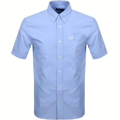 Fred Perry Short Sleeve Oxford Shirt In Blue-blues
