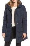 Cole Haan Signature Cole Haan Quilted Down & Feather Fill Jacket With Faux Fur Trim In Navy