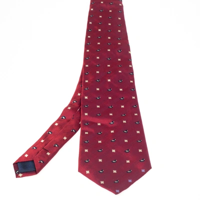 Pre-owned Lanvin Vintage Red Jacquard Silk Traditional Tie