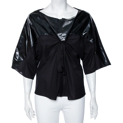 Pre-owned Chloé Black Synthetic Gathered Short Sleeve Top M