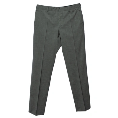 Pre-owned Prada Grey Wool Regular Fit Trousers M