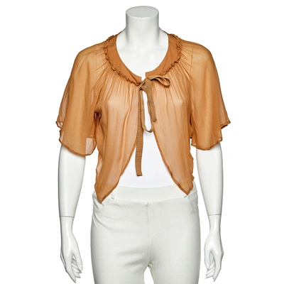 Pre-owned See By Chloé Beige Chiffon Tie Detail Cropped Shrug M