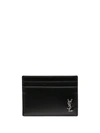 SAINT LAURENT LOGO PLAQUE CARDHOLDER BLACK,C8C53239-C25C-2648-BD95-14CFD9C2F0DD