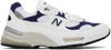 New Balance Made In Us 992 Leather And Mesh Trainers In White/navy