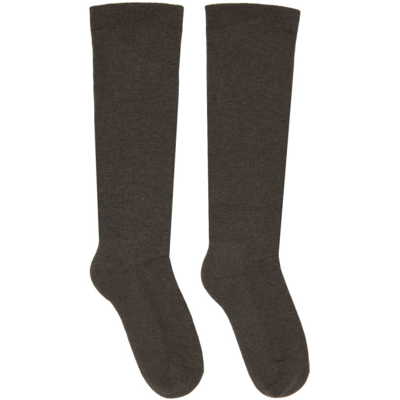 Rick Owens Taupe Logo Socks In 3411 Dust/milk