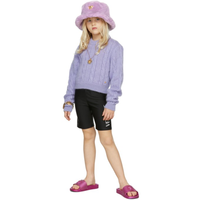 Versace Kids Purple Mohair Cable Knit Sweater In 1l650 Lilac