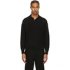 AURALEE BLACK CASHMERE KNIT LONG SLEEVE POLO