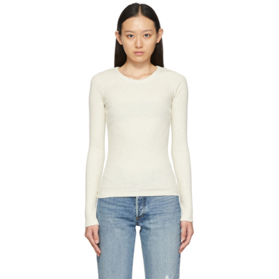Agolde Grey Maya Scoop Neck Long Sleeve T-shirt In Brushed Oatmeal Heat