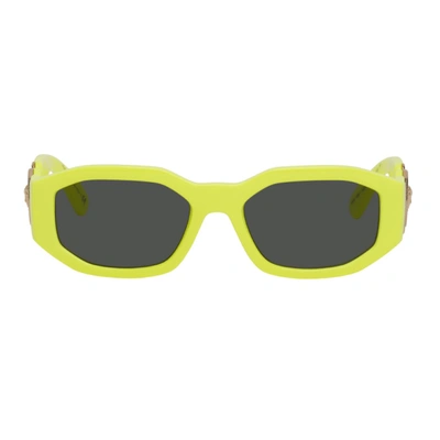 Versace Ve4361 Yellow Fluo Unisex Sunglasses In Grey / Yellow