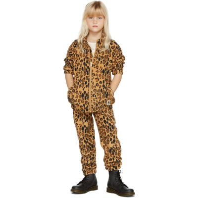 Mini Rodini Kids Beige Fleece Leopard Jacket