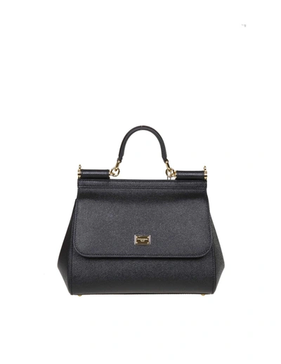 Dolce & Gabbana Sicily Small Top Handle Bag In Black
