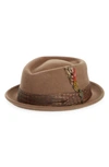 Brixton Stout Pork Pie Wool Hat In Camel/ Copper