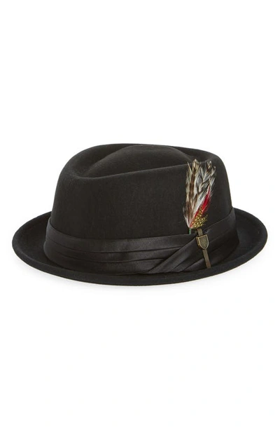 Brixton Stout Pork Pie Wool Hat In Black/ Black