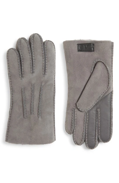 Ugg Contrast Sheepskin Touch Tech Gloves In Metal