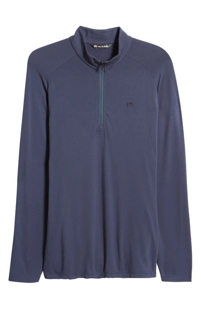 Travismathew Networking Quarter Zip Fleece Pullover In Mood Indigo