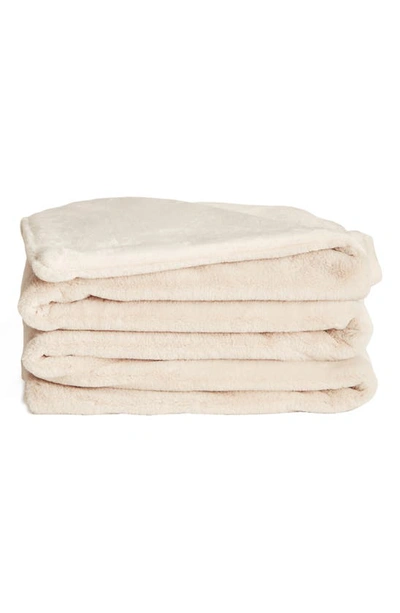 Unhide Lil Marsh Medium Faux Fur Blanket In Beige