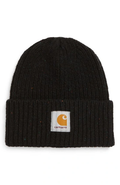 Carhartt Anglistic Wool & Cotton Cuff Beanie In Speckled Black