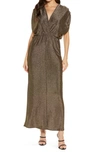 Fraiche By J Metallic Knit Sleeveless Maxi Dress In Gold
