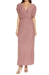 Fraiche By J Metallic Knit Sleeveless Maxi Dress In Mauve