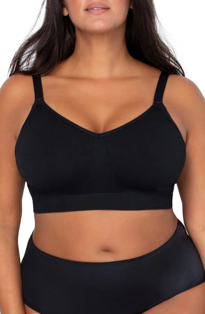 Curvy Couture Smooth Seamless Comfort Bralette In Black Hue